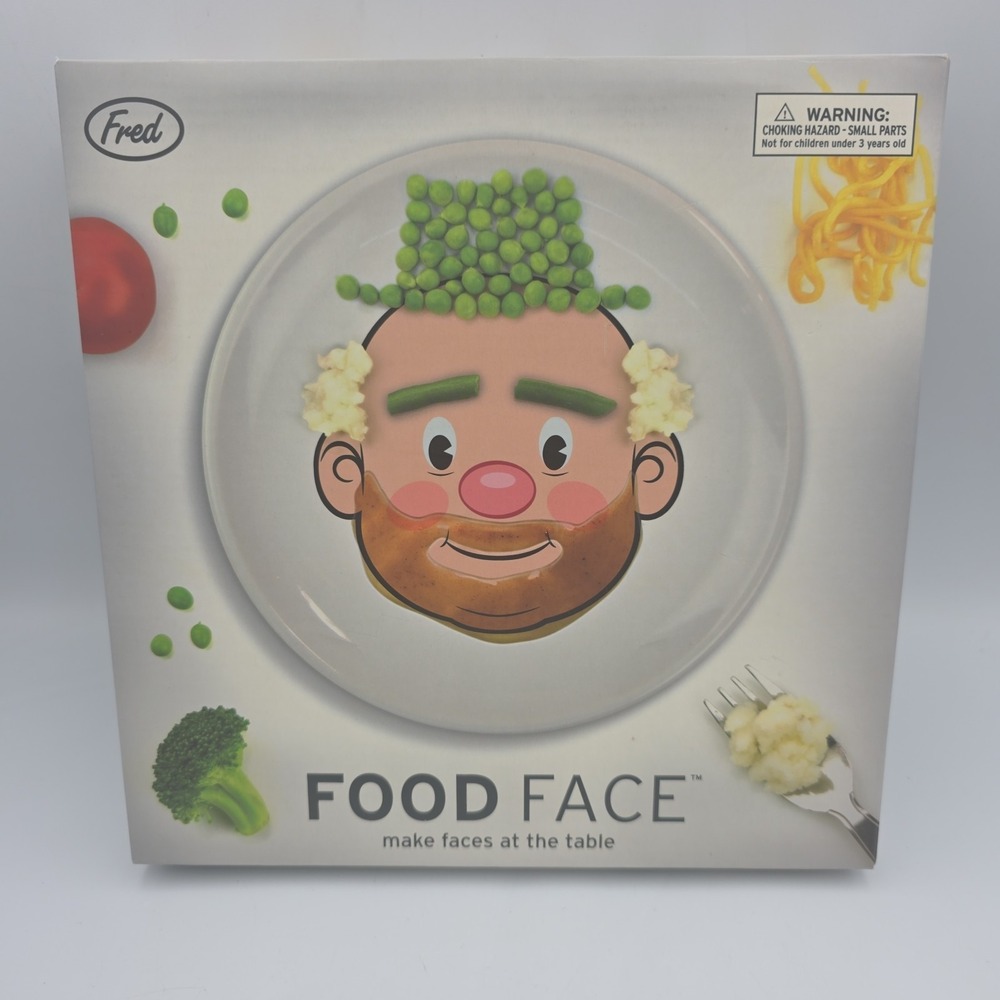 FRED Food Face Ceramic Plate 8" Make Faces with Food NEW